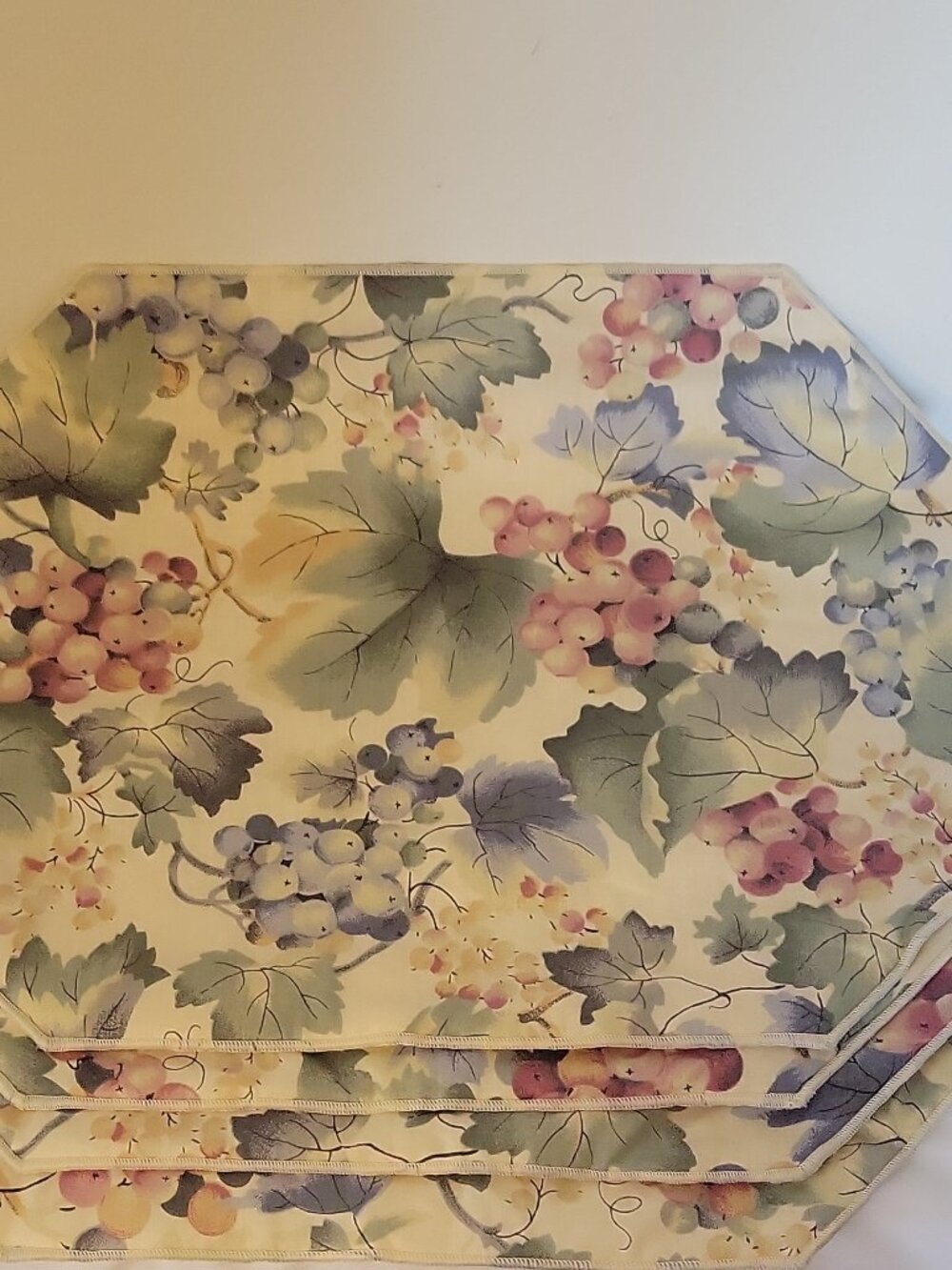 Set of 4 yellow multicolor Fruit Pattern Fabric Rectangular Placemats